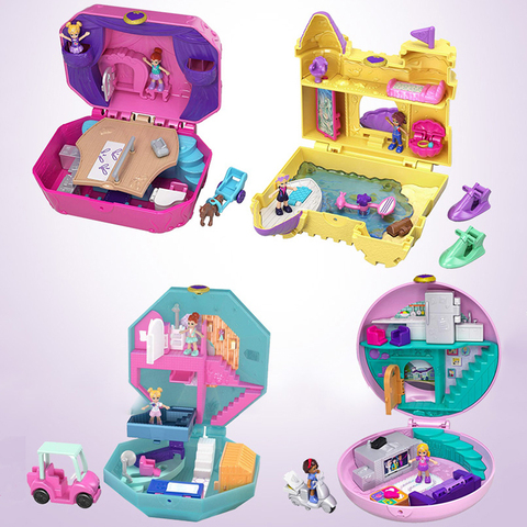 Original Mattel Polly Pocket Doll Hidden World Mini Scene Girls Home Toys for Children Mermaid Kids Toy Nesting Reborn Dolls ► Photo 1/5