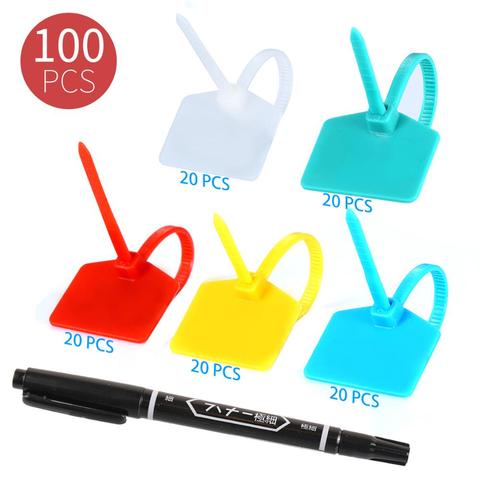 AMPCOM Nylon Cable Zip Ties with Marker, Self-Locking Written-on Cable Mark Ties 4.72 in - 5 Colors/ 100PCS ► Photo 1/6