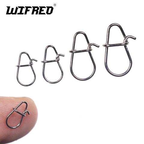 Wifreo 50pcs Stainless Steel Pin Hook Fast Clip Lock Snap Swivel Fishing Hook Connector Accessories Solid Rings Safety Snaps ► Photo 1/6
