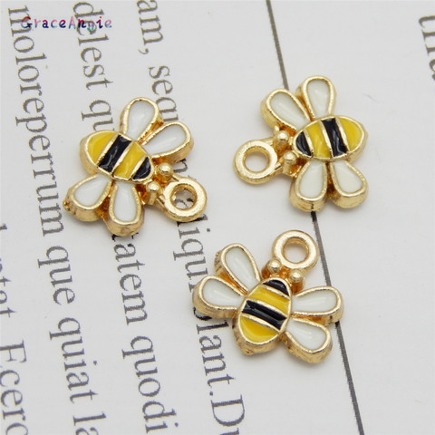 GraceAngie 10pcs  tiny bee enamel charm for jewelry making crafting cute earring pendant necklace bracelet charms 11mm trendy ► Photo 1/6