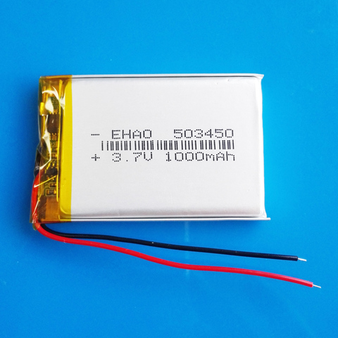 EHAO 503450 3.7V Polymer Lithium Lipo Rechargeable Battery 1000 mAh for Smart Phone DVD Led Lamp camera ► Photo 1/6