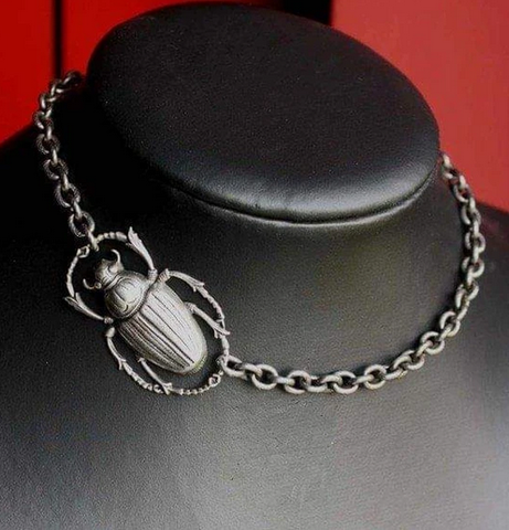 Egyptian scarab beetle necklace,Scarab Pendant, Scarab Beetle Necklace, Silver plated Scarab Jewelry ► Photo 1/1