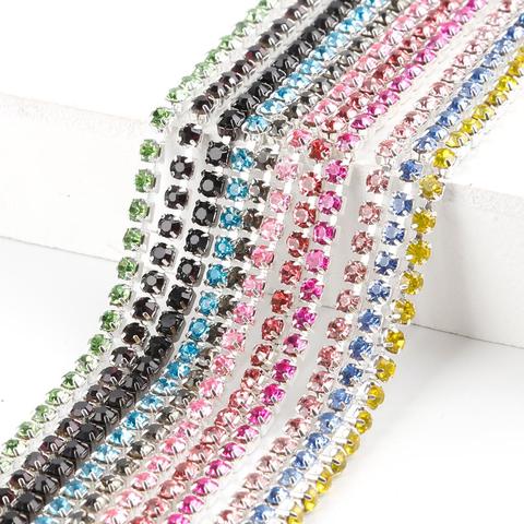 Hot Sale 1M/lot 23 Color Transparent Rhinestone Chain 2/2.5/2.8/3mm For DIY Craft artesanato Sewing Clothes Accessories ► Photo 1/6