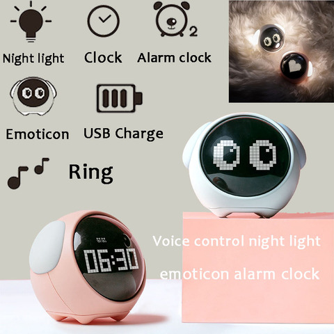 Cute Multifunction Electronic Digital Alarm Clock Led Wake Up Night Light Table Lamp Clock  Kid Gift Bedroom Decoration ► Photo 1/6