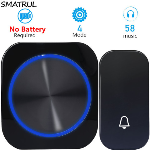 SMATRUL Self-Powered Wireless Doorbell Without Battery Waterproof 150M Remote EU Plug Home Doorbell Ring Call 4 Model 58 Music ► Photo 1/6