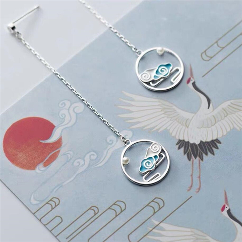 Sole Memory Literature Art Original Cloud Auspicious Luck 925 Sterling Silver Fashion Female Dangle Earrings SEA716 ► Photo 1/6