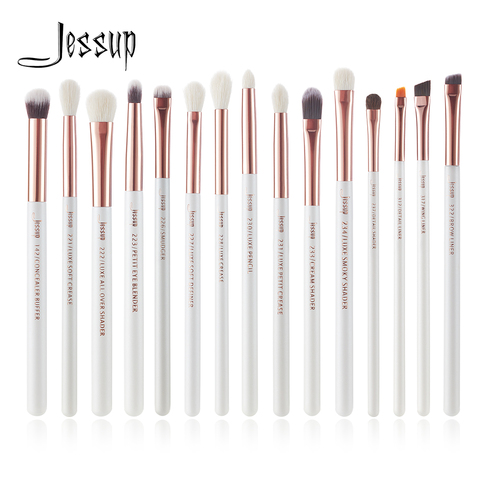 Jessup  Makeup Brushes Kit 15Pcs Pearl White/Rose Gold pinceaux maquillage Cosmetis Tools Eyeliner Shader Concealer Pencil T217 ► Photo 1/6