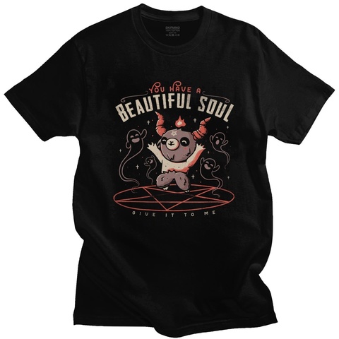 Cool Baphomet T Shirt Men Short Sleeve Leisure Satan Demon Ghost Occult Goat Tee Cotton You Have A Beautiful Soul Tshirt Clothes ► Photo 1/6