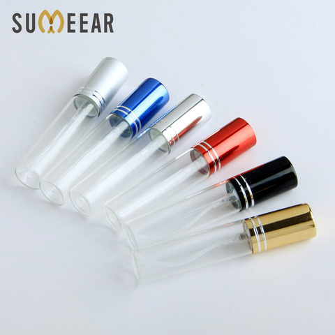 100PCS/Lot 10ml Clear Glass Atomizer Bottle Refillable Colorfull Aluminum cap Spray Perfume Bottle Travel Bottles Container ► Photo 1/6