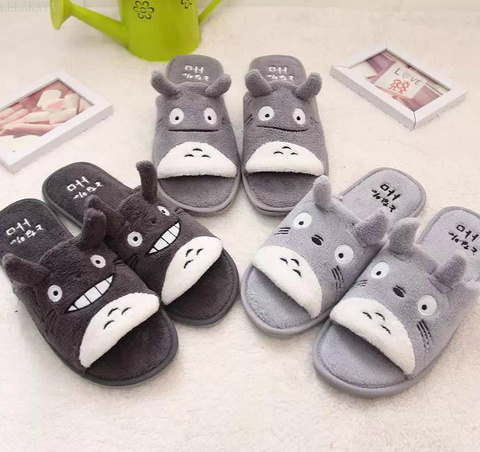 New Cute Totoro Cartoon Winter Plush Couple Shoes Lovely Home Floor Non-slip Bedroom Keep Warm Soft Slipper Women Men Slippers ► Photo 1/6