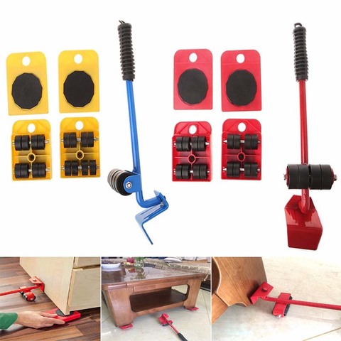 5 Pcs Furniture Mover Set Furniture Mover Tool Transport Lifter Heavy  Stuffs Moving Wheel Roller Bar