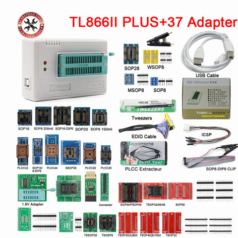 Original Newest Minipro TL866A/TL866II Plus USB Universal programmer + 10 items IC Adapters High speed TL866CS English manual ► Photo 1/6