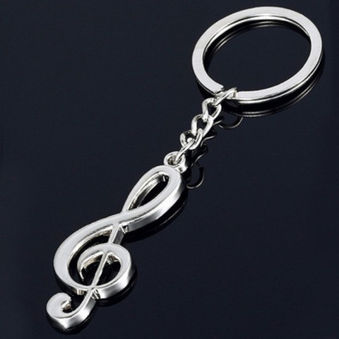 New Popular Keychains Key Ring Silver Plated Metal Alloy Musical Note Key Chain For Car Music Symbol Jewelry Accessory Wholesale ► Photo 1/3