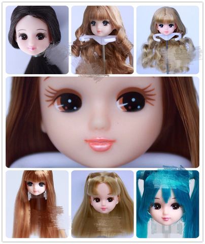 Long Hair Licca Doll Heads Short Long Curve Hair Soft Gold Black Yellow Hair Doll Heads Boy Girl Doll Parts DIY Accessories Toy ► Photo 1/1
