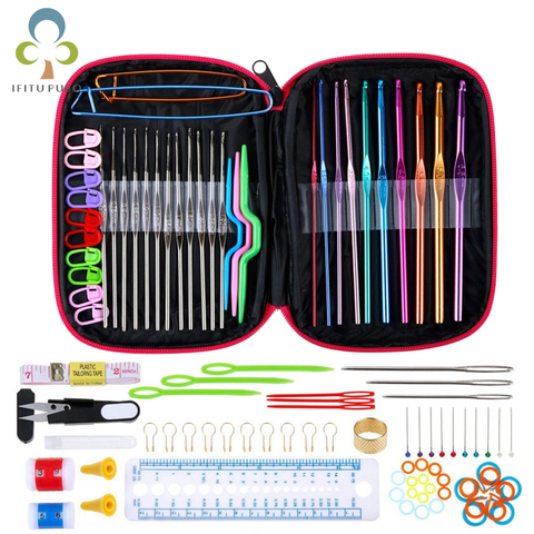 100Pcs/22Pcs DIY 22 Sizes Crochet Hooks Needles Stitches Knitting Craft Case Crochet agulha set Weaving Tools Sewing Tools GYH ► Photo 1/6