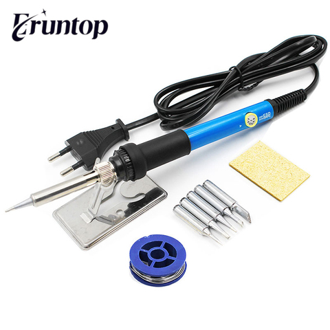 1Set 5 in 1 Blue 60W Adjustable Temperature Electric Soldering Iron DIY Fix Tool Kit ► Photo 1/6