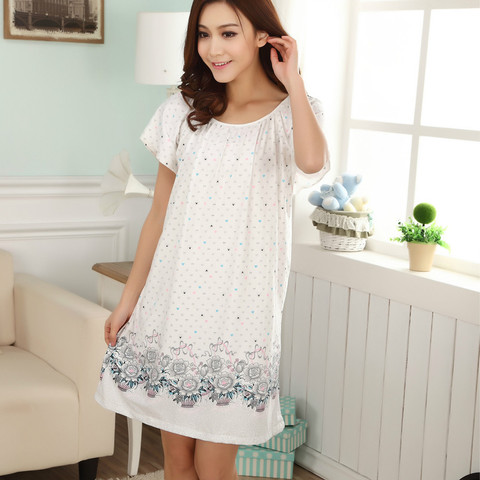 Plus Size Nightgowns For Women 2022 Summer Dressing Gowns Girls Nightshirts Nightdress Cotton And Silk Sleepshirt L-XXL E1082 ► Photo 1/6