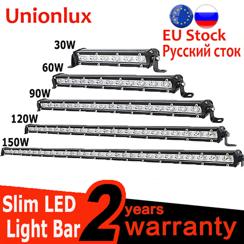 Straight Slim LED Work Light Bar Single Row 7