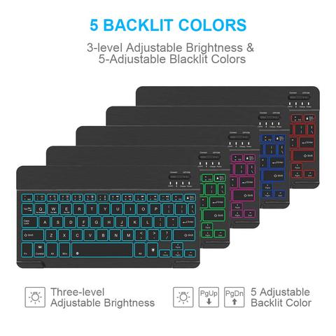 Russian Spanish Ultra Slim 7 Colors LED Backlit Wireless Bluetooth Keyboard For iPad mini 7.9 keyboard For Android For Windows ► Photo 1/6