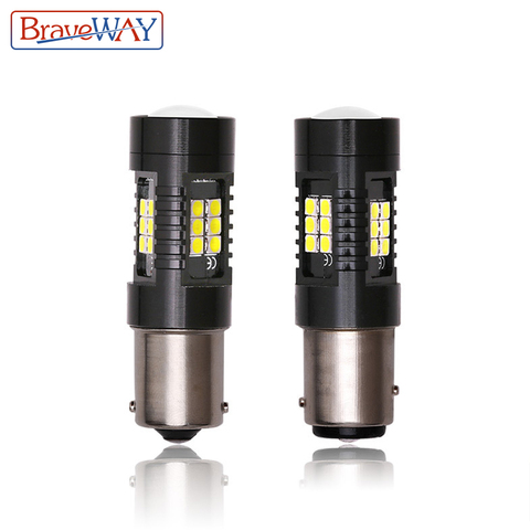 BraveWAY 2pcs P21W 1156 BA15S LED Bulbs Car Lights Turn Signal Reverse Brake Light 1157 LEDs 12V DC Automobiles Lamp DRL ► Photo 1/6