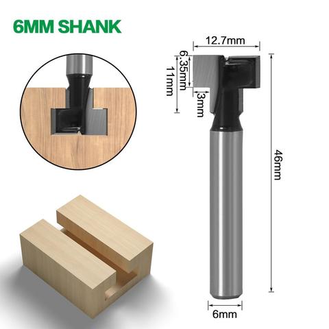 1pc 6mm Shank T-Slot Keyhole Cutter Wood Router Bit Carbide Cutter For Wood Hex Bolt T-Track Slotting Milling Cutters ► Photo 1/6