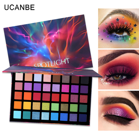 UCANBE Spotlight 40 Color Eye Shadow Palette Colorful Artist Shimmer Glitter Matte Pigmented Powder Pressed Eyeshadow Makeup Kit ► Photo 1/6