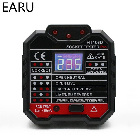 EU US UK Digital Display Plug Socket Tester Neutral Earth Wire Circuit Polarity Phase Eletric Leakage Detector Voltage Test Volt ► Photo 1/6