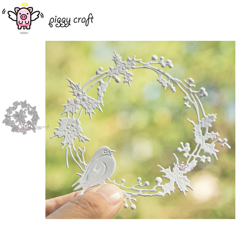 Piggy Craft metal cutting dies cut die mold Bird holly wreath Scrapbook paper craft knife mould blade punch stencils dies ► Photo 1/2