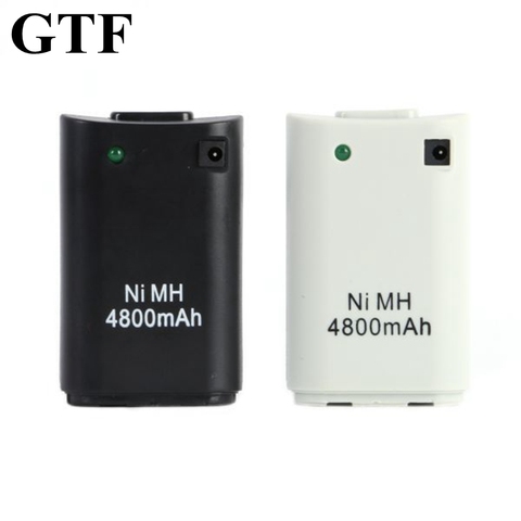 GTF 4800mAh Battery For Xbox 360 white/black Ni-MH Battery Pack +USB Charger Cable For Xbox 360 Wireless Controller game battery ► Photo 1/6