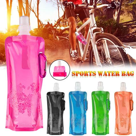 Sports Water Bottle Bag Folding Soft Flask Water Bottle Flask Hike Rubber Cup Folding Flask Water Cup Bag Camping Riding Supply ► Photo 1/6