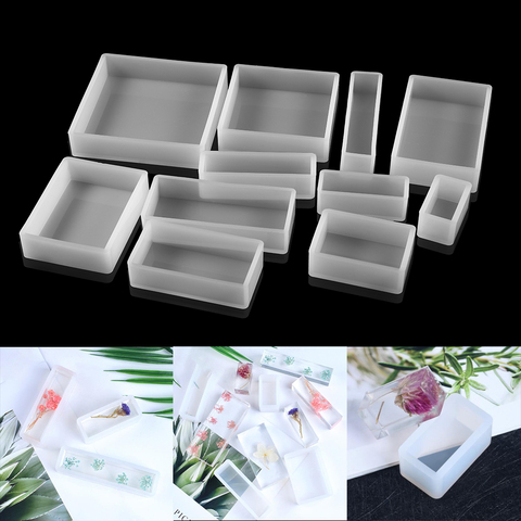 1Pcs Square Rectangle Silicone Mold Dried Flowers Plant UV Epoxy Resin Mould For DIY Coaster Pendant Jewelry Making Accessories ► Photo 1/6