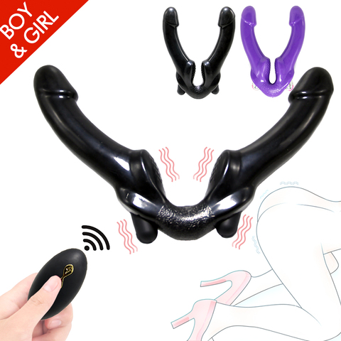 Strapless Strap-on Dildo Vibrator for Couples Lesbian Double Heads Realistic Dildo Vibrator Massager G-Spot Stimulate Clitoris ► Photo 1/6