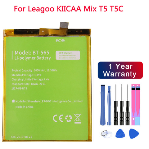 100% Original BT-565/BT-566 3000mAh Battery For Leagoo KIICAA Mix T5 T5C BT565/BT566 Mobile Smart Phone Parts Batterie batteries ► Photo 1/3