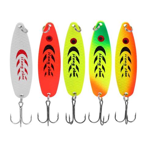 Fishing Lure Metal Spoon Hard Fishing Lure Artificial Wobblers Spinner Bait Colorful Sequins Hooks Fishing Accessories ► Photo 1/6