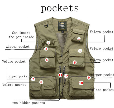 Men Women Fishing Vests Quick Dry Breathable Multi Pocket Mesh Jackets  Photography Hiking Vest 