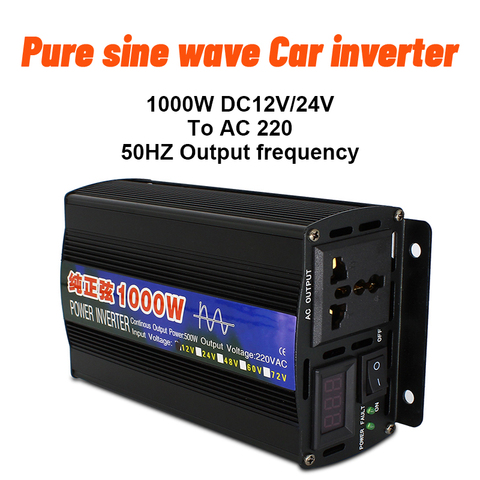 EASUN POWER Pure Sine Wave Car inverter 1000W DC12V/24V To AC220V 50HZ  Power Converter Booster For Household - Price history & Review, AliExpress  Seller - EASUN POWER Official Store