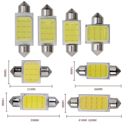 1pcs C10W C5W LED COB Festoon 31mm 36mm 39mm 41/42mm 12V White Bulbs for Cars License Plate Interior Reading Dome Light 6500K ► Photo 1/6