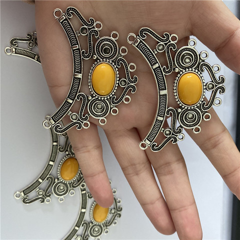 (5piece)Women Bohemia Style Necklace Pendant Alloy Bracelet Charms Connector 64*49*mm Design Jewelry Accessories Crafts 52259 ► Photo 1/6