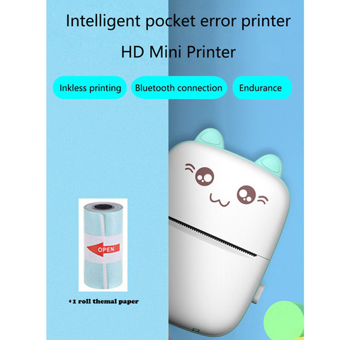 Mini Portable Thermal Printer Paper Photo Pocket Thermal Printer 58 mm Printing Wireless Bluetooth Android IOS Printers Study ► Photo 1/6