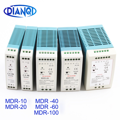 AC/DC Industrial mini Din rail power supply switch MDR-10W 20W 40W 60W 100W Single output Switching 5V 12V 15V 24V 36V48V source ► Photo 1/6