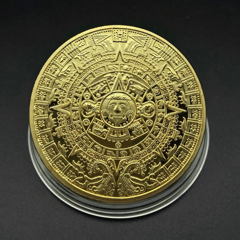Maya Pyramid Commemorative Coin Sundial Gold Coin Silver Coin Collection Home Decoration Accessories ► Photo 1/5