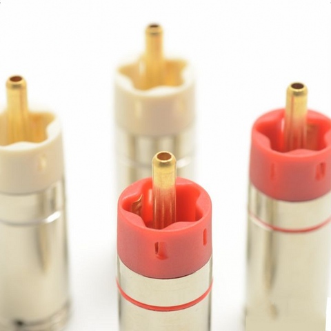 HIFI Quality Hifi DIY Gold Plated Tellurium Copper / plated silver connectors speaker RCA Plugs  9mm Star Line 2 pairs/4pcs ► Photo 1/6