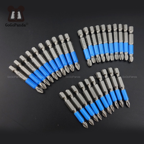 Free Shipping 10Pcs Gcr15 Phillips Bits Hex Shanked Anti Slip Screwdriver Bits Magnetic Single Head PH/PZ 50mm ► Photo 1/5