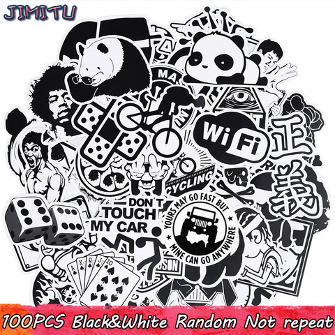 100 PCS Black and White Random Stickers Graffiti Funny Punk Anime Decals  Sticker DIY Laptop Suitcase Skateboard Moto Bicycle Car - Price history &  Review, AliExpress Seller - JIMITU Ali Store