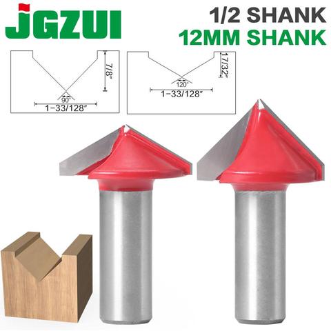 1pc 12mm 1/2″shank V Groove Router Bits CNC Engraving Milling Cutter 90-120 Degree Woodworking Carving Knife Tungsten Carbide Cu ► Photo 1/6