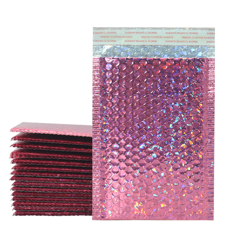 10PCS Holographic Foil Bubble Mailer Makeup Gift Bags Glamour Colorful Packaging Bubble Mailer Padded Shipping Mailing Envelope ► Photo 1/6