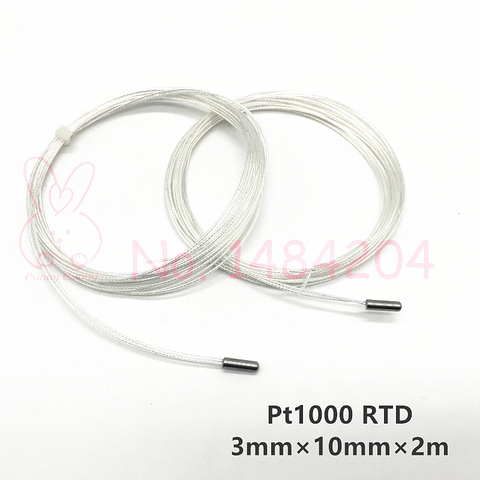 2x PT1000 Probe 3mm*10mm 2m-wire Platinum Resistance RTD Sensor 2 Meter Two Wires Temperature Detector Max. 400 C Degree ► Photo 1/4