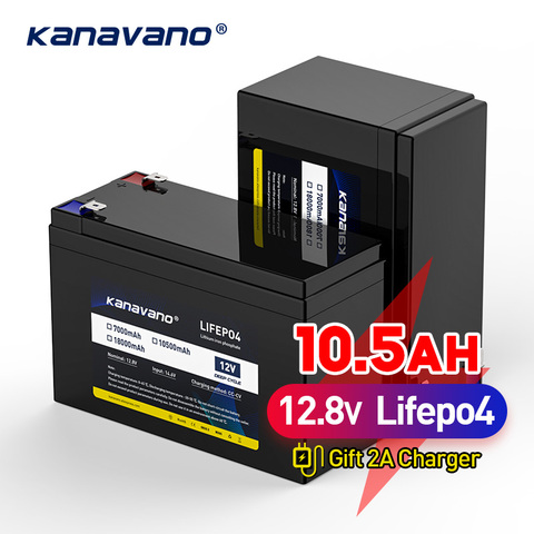 Kanavano 12V 7Ah 10.5Ah 18Ah Lifepo4 Battery Pack With 4S 40A Balanced BMS for Car Toy Electric Boat CCTV Camera + 2A Charger ► Photo 1/6