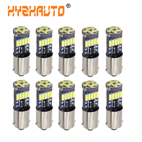 HYZHAUTO 10Pcs Ba9s T4W LED Car Light Bulbs White 4014 15-SMD T11 H6W LED Auto Interior Dome/Door/Side marker Lamp Canbus 12V ► Photo 1/5