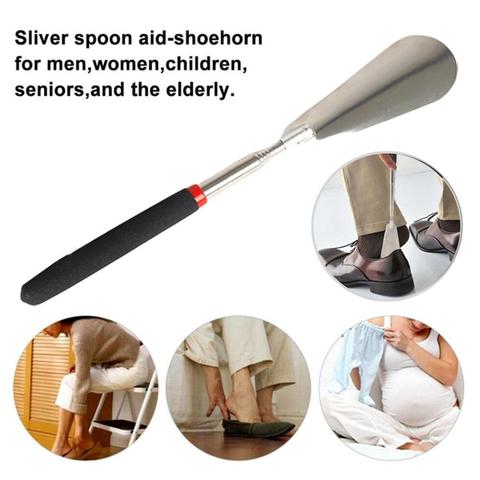 Telescopic Steel Long Handle Shoe Horn Flexible Shoe Lifter Shoehorn Long Professional Spoon Tool Handle Shoe Use ► Photo 1/6